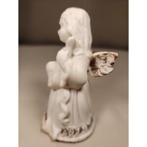 White Bisque Angel Bell Playing an Instrument 5" Tall Holiday Workshop A12